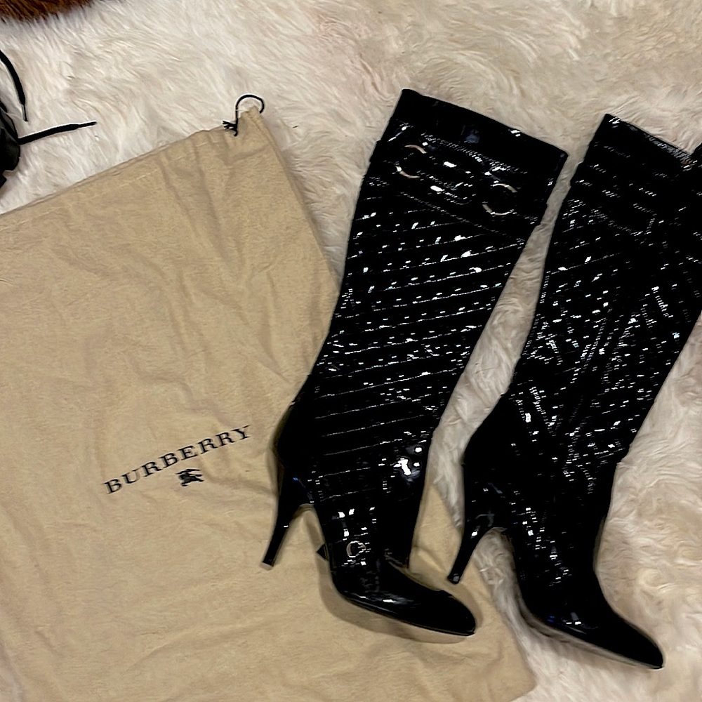 Patent leather Burberry boots